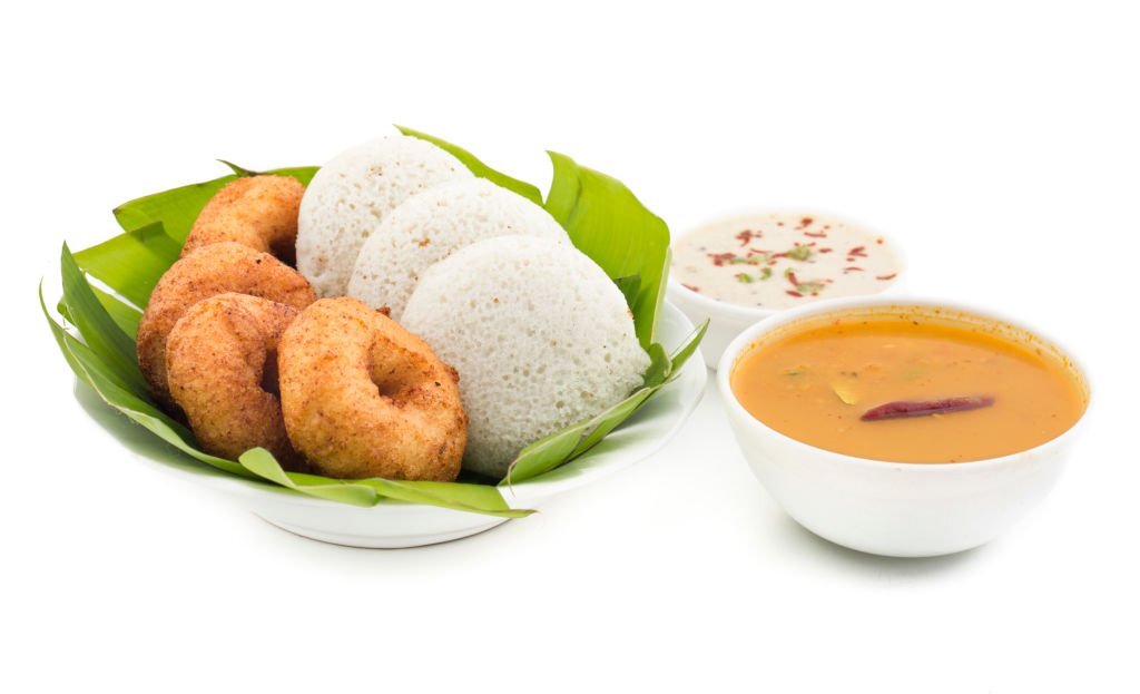 idli, sambar,vada and coconut chutney, south indian breakfast